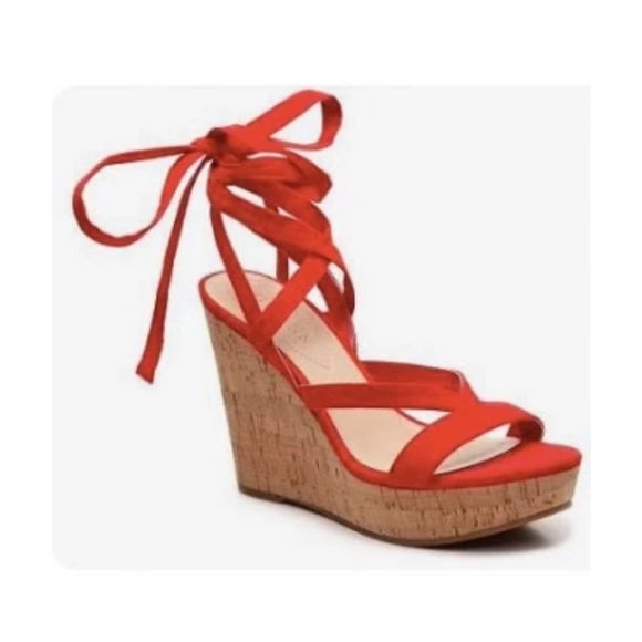 Strappy Wedge Red Guess Sandals Size 6.5 - Picture 5 of 7